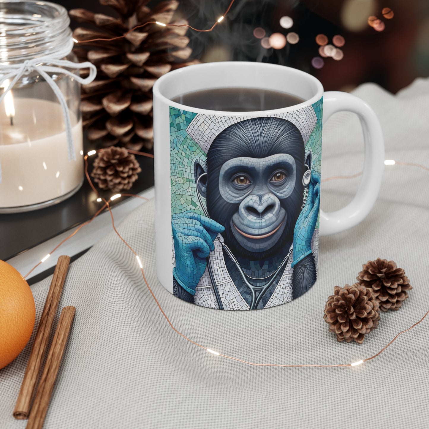 Striking Mosaic Gorilla Nurse 11oz Mug