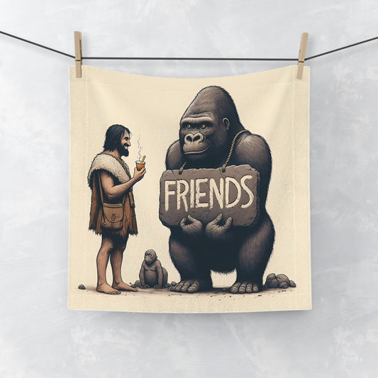 Embrace the warmth of friendship with our "Gorilla and Caveman Friendship" face towel. Ideal for daily use, whether in the bathroom, gym, or as a travel companion. A thoughtful gift for friends, family, or anyone who appreciates unique and charming designs. BUY NOW! (SK Superb)