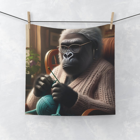 Granny Gorilla Knitting Face Towel - Gift