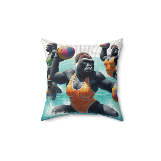 Bring a splash of fun and athleticism to your home with the Water Polo Gorilla Team Pillow. A pillow featuring a determined gorilla team in vibrant swimwear, making powerful plays in the water. Perfect for sports enthusiasts and animal lovers alike, this pillow is a great addition to any living space. (SK Superb)