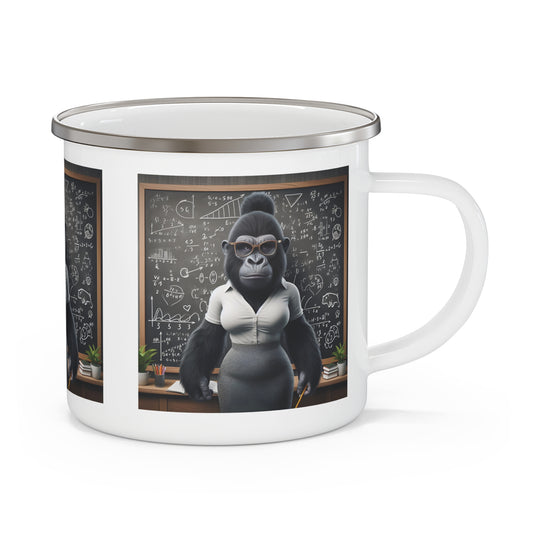 Add a touch of fun and wisdom to your adventures with this stylish "Gorilla Teacher Enamel Camping Mug". This mug is perfect for educators, nature and wildlife lovers. Ideal for camping trips or home use. Gift for teachers, professors, or anyone who enjoys quirky, animal-themed drinkware. BUY NOW! (SK Superb)