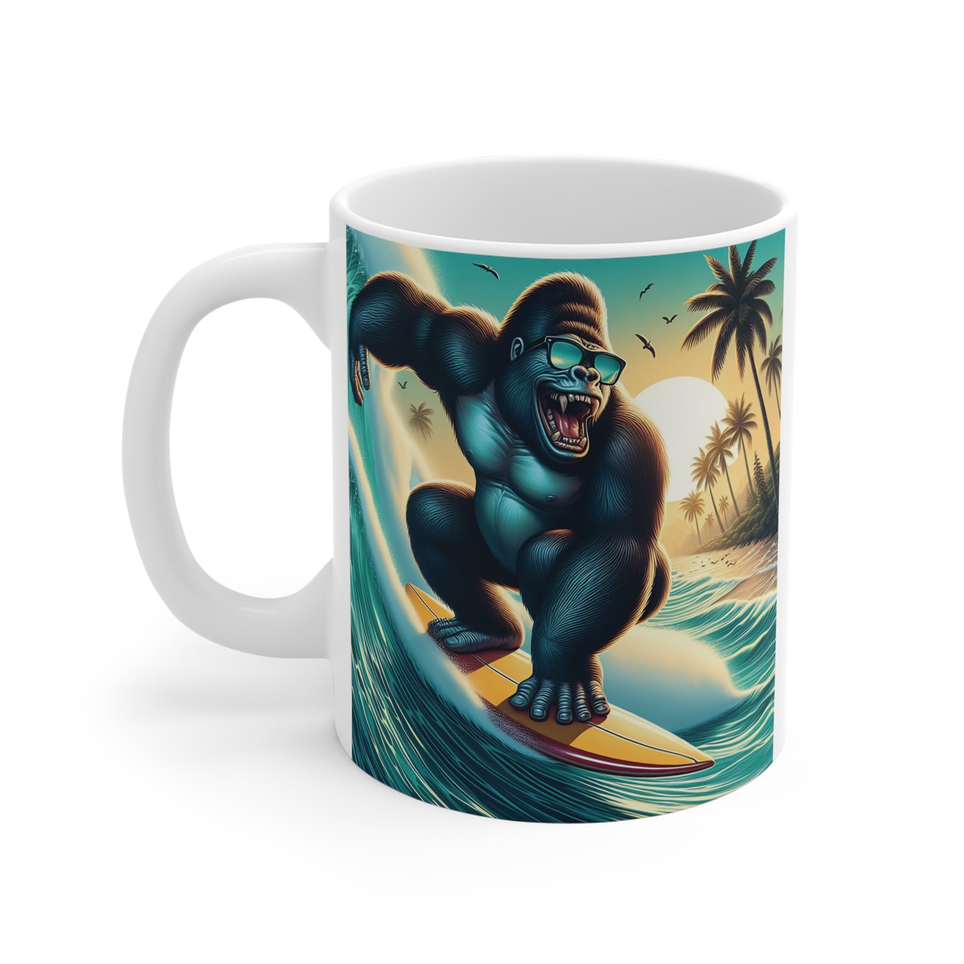 Exciting Gorilla Surfing Adventure 11oz Mug - Surfers/Animal Gift