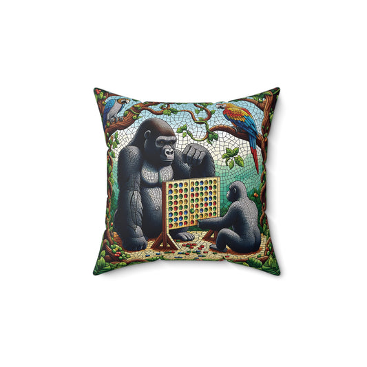 Add a playful, whimsical touch to your home decor with the "Connect Four with Gorillas Pillow". A decorative pillow of two gorillas engaging in a fun game of Connect Four. Perfect for game lovers and wildlife enthusiasts. A distinctive gift for room's playful ambiance. BUY NOW! (SK Superb)