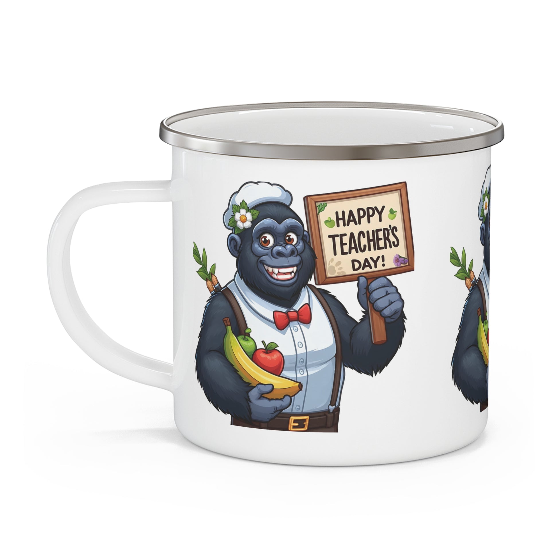 Gorilla Teacher's Day Gift Enamel Camping Mug - Animal Lover