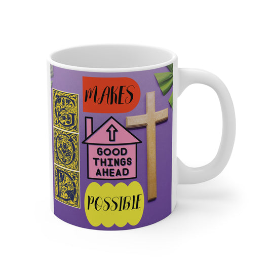 Spiritual Coffee Mug for Christian with God's Words "God Makes Good Things Possible"