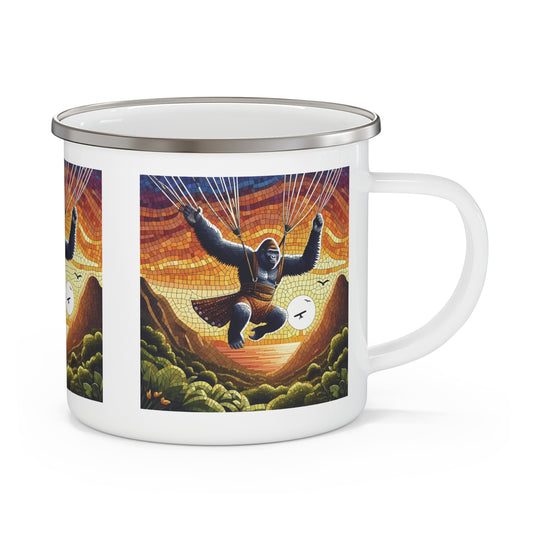 Embrace the thrill of adventure with our Adventurous Female Gorilla Parachuting Enamel Camping Mug! Similar to the joy and excitement a human female experiences while enjoying outdoor parachuting. Perfect for outdoor enthusiasts, campers and nature lovers. BUY NOW! (SK Superb)