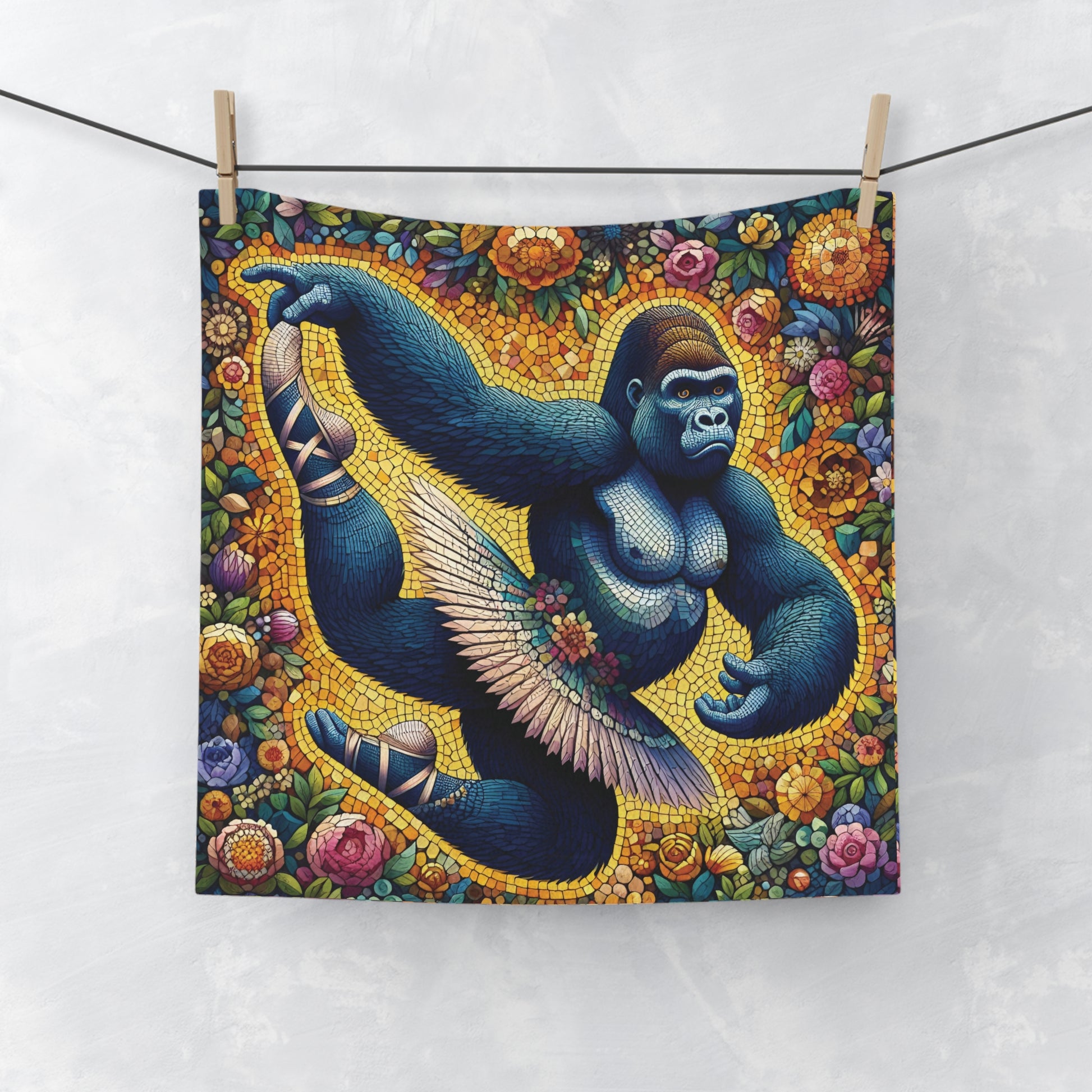 Our "Female Gorilla Ballerina Mosaic Face Towel" is a piece of art for your bathroom, kitchen, or as a decorative piece in any room. Unique Design: The elegance of a ballet dancer in a gorilla form. A wonderful gift for art/ballet lovers and anyone who appreciates unique home decor. BUY NOW! (SK Superb)