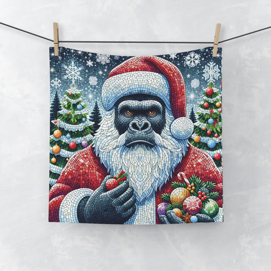 Our "Mosaic Festive Santa Gorilla Face Towel" is not only a decorative piece but also highly functional. It’s ideal for daily use in your bathroom or a great addition to your Christmas decor collection. A distinctive gift towel to impress and delight. BUY NOW! (SK Superb)