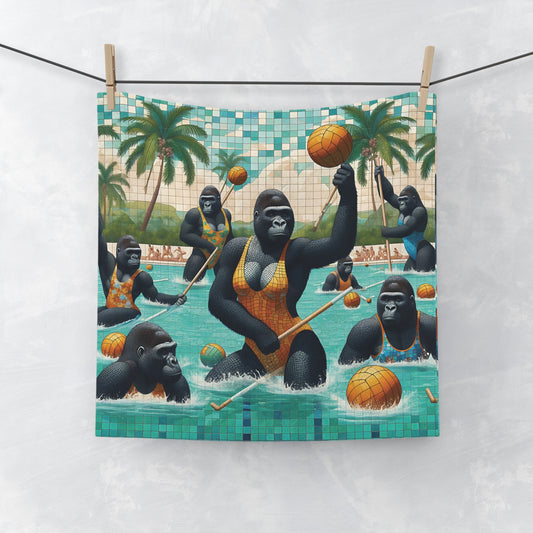 Enhance your sports experience with our "Gorilla Water Polo Game Face Towel" – a perfect blend of functionality and fun! A mosaic-style artwork for any sports lover. Ideal for gym sessions, poolside fun, or everyday use. Gift for sports/animal lovers, and anyone who loves artistic designs. BUY NOW! (SK Superb)