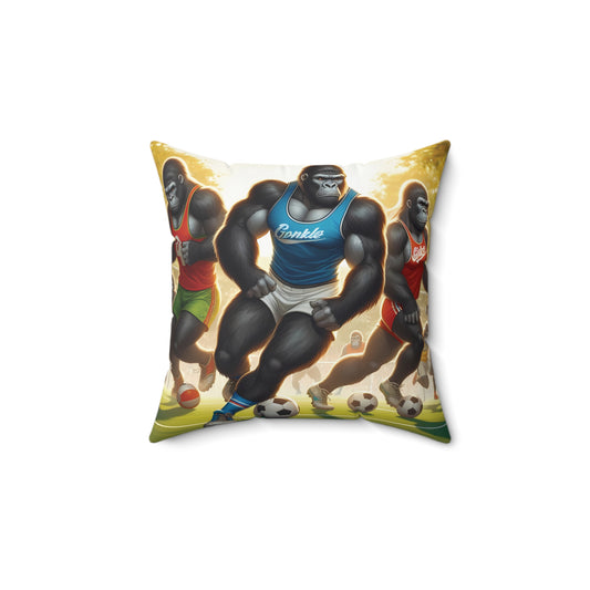 Bring home the excitement of the game with the "Soccer Stars Gorilla Pillow"! Featuring powerful gorillas in action on the soccer field, this pillow is perfect for sports enthusiasts and animal lovers. Score yours today and add a touch of athletic energy to your decor! (SK Superb)