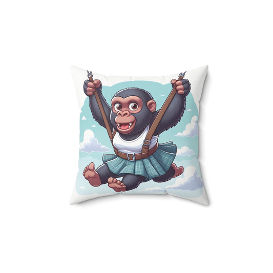 Add adventure to your decor with our "Parachuting Baby Gorilla Pillow". This charming pillow features a joyful baby gorilla parachuting through the sky. Perfect for bringing a whimsical and delightful vibe to any room. BUY NOW! (SK Superb)