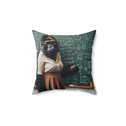 Our awesome "Miss Gorilla Teacher in Classroom Pillow" is a joyful tribute to all the amazing human teachers who inspire and educate us every day. This unique pillow features a scholarly gorilla dressed as a teacher, adding humor and sophistication to any room. A wonderful gift too. BUY NOW! (SK Superb)