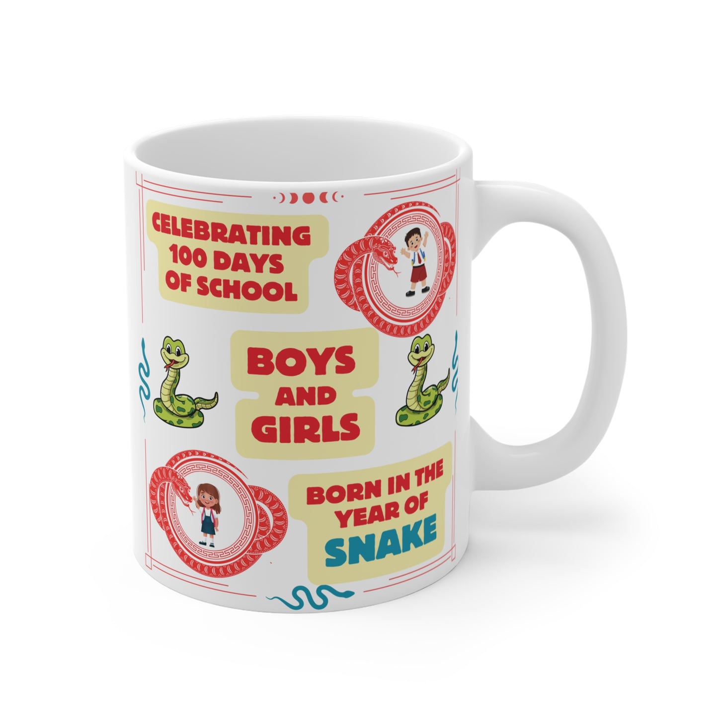 100 Days of School 11oz Mug - Year of the Snake Design