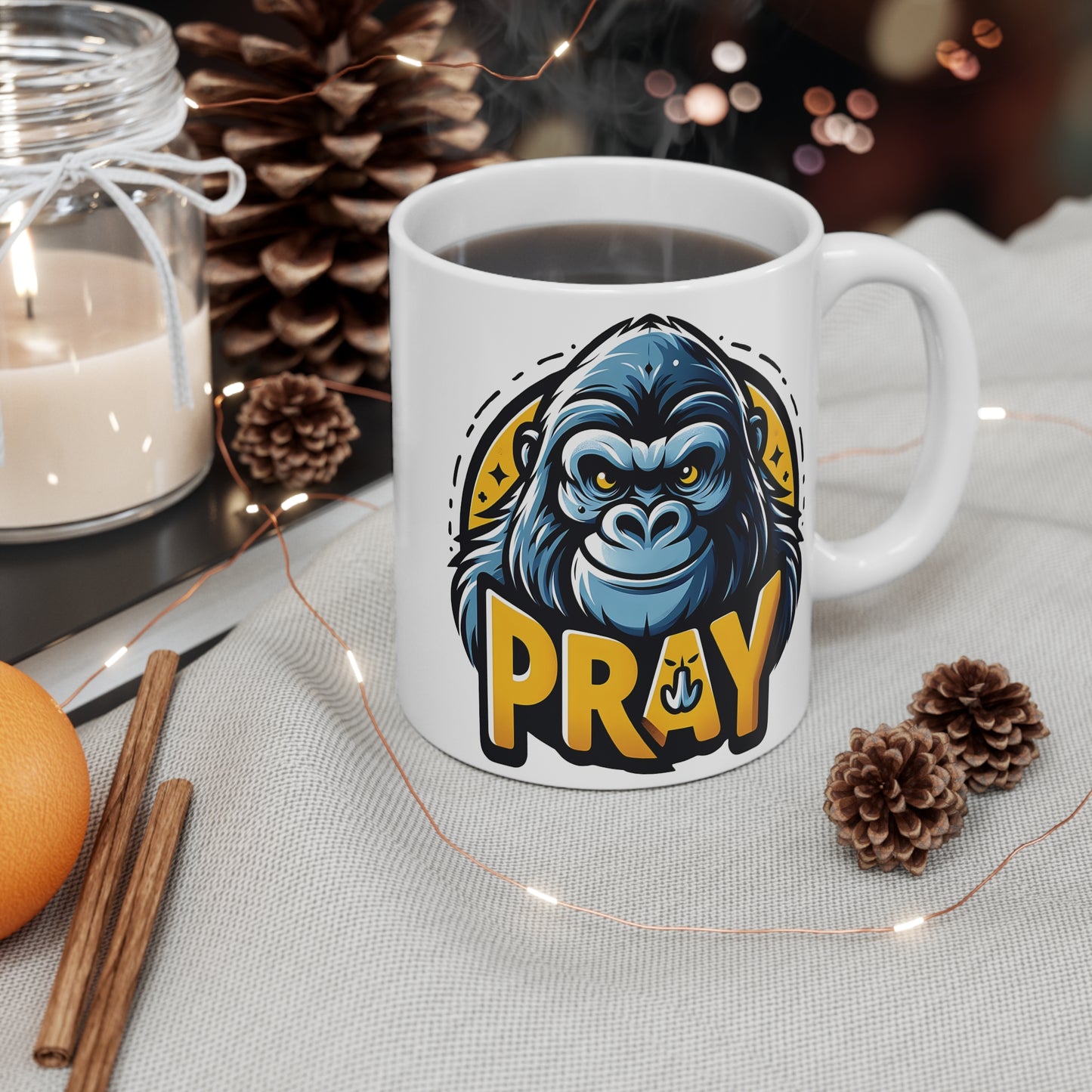 Smiling Prayer Gorilla 11oz Mug