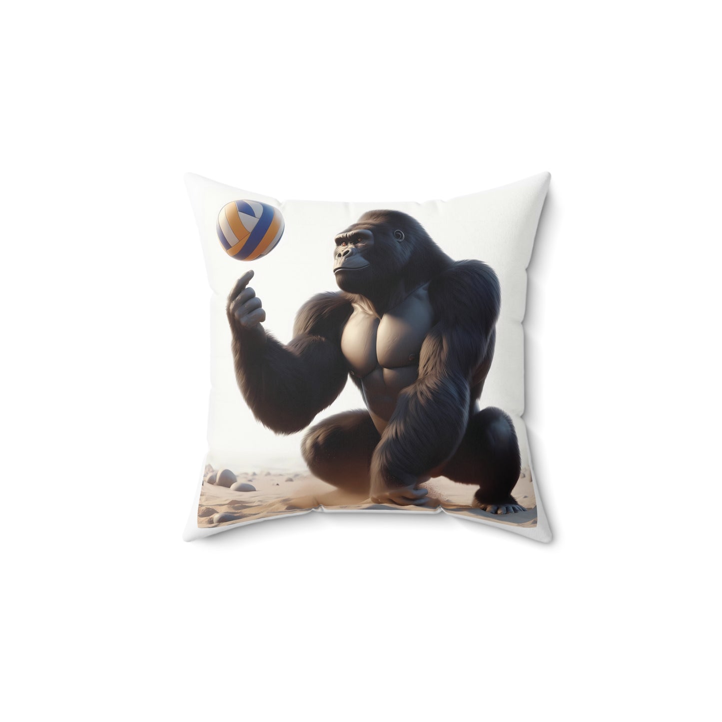 Elevate your home and office decor with the "Gorilla Volleyball Ace Pillow", featuring a powerful gorilla balancing a volleyball with effortless skill. Perfect for sports enthusiasts, animal lovers. BUY this fun pillow now and enjoy the playful charm it adds to your living area. (SK Superb)