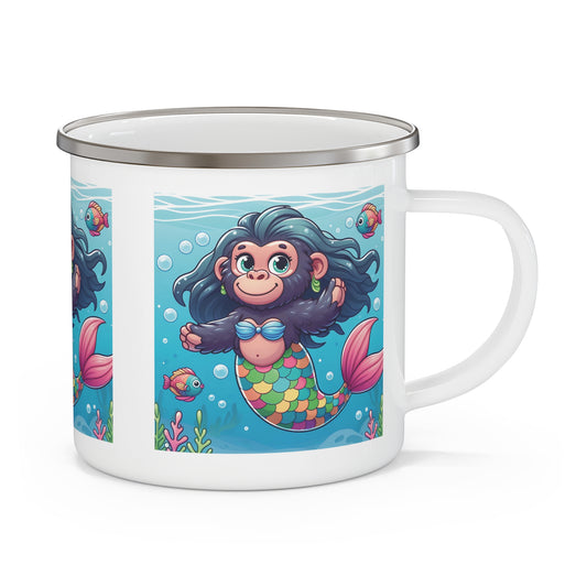 Enjoy our charming "Cartoon Baby Gorilla Mermaid" Enamel Camping Mug. This whimsical mug is perfect for your camping trips, picnics, outdoor adventures or for home use. Ideal playful gift for ocean lover, kids and adults alike, bringing a touch of magic to every sip. BUY NOW! (SK Superb)