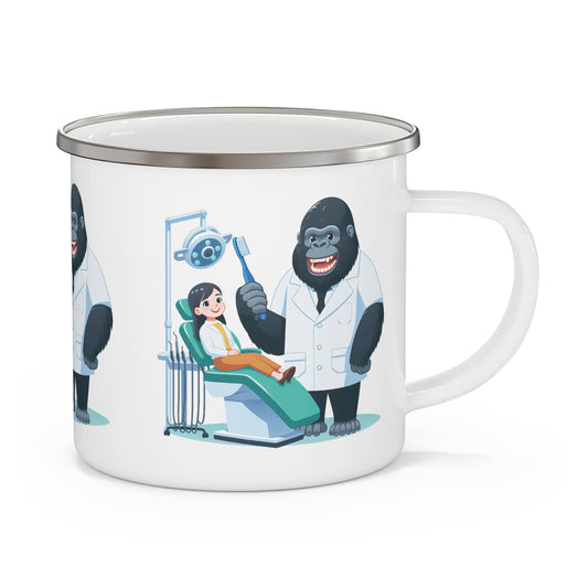 This playful enamel camping mug of a gorilla dentist and a happy patient adds fun to your camping essentials. Great gift for dental professionals, outdoor enthusiasts and animal lovers. An ideal mug for sipping your favorite beverages by the campfire, on hiking trips, for daily adventures. BUY NOW! (SK Superb)