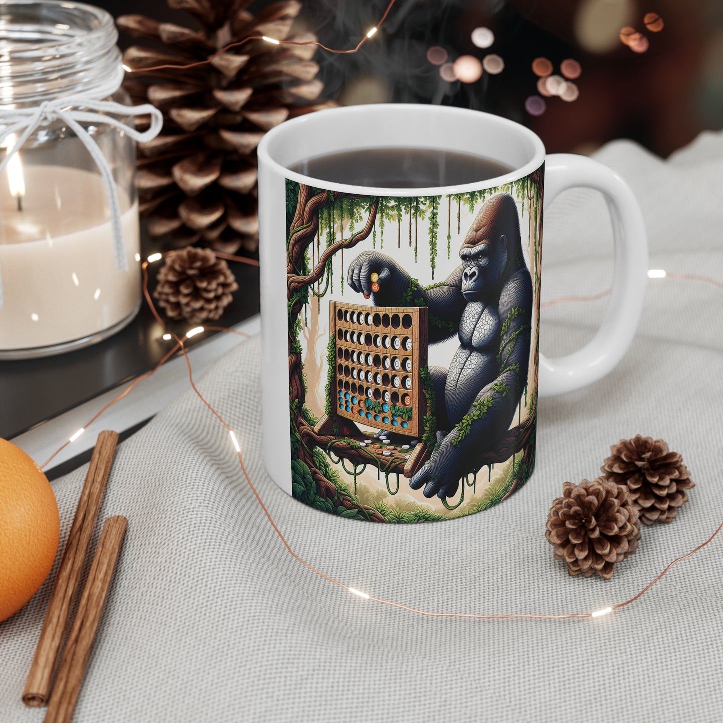 Nature Theme Gorilla Connect Four Game 11oz Mug