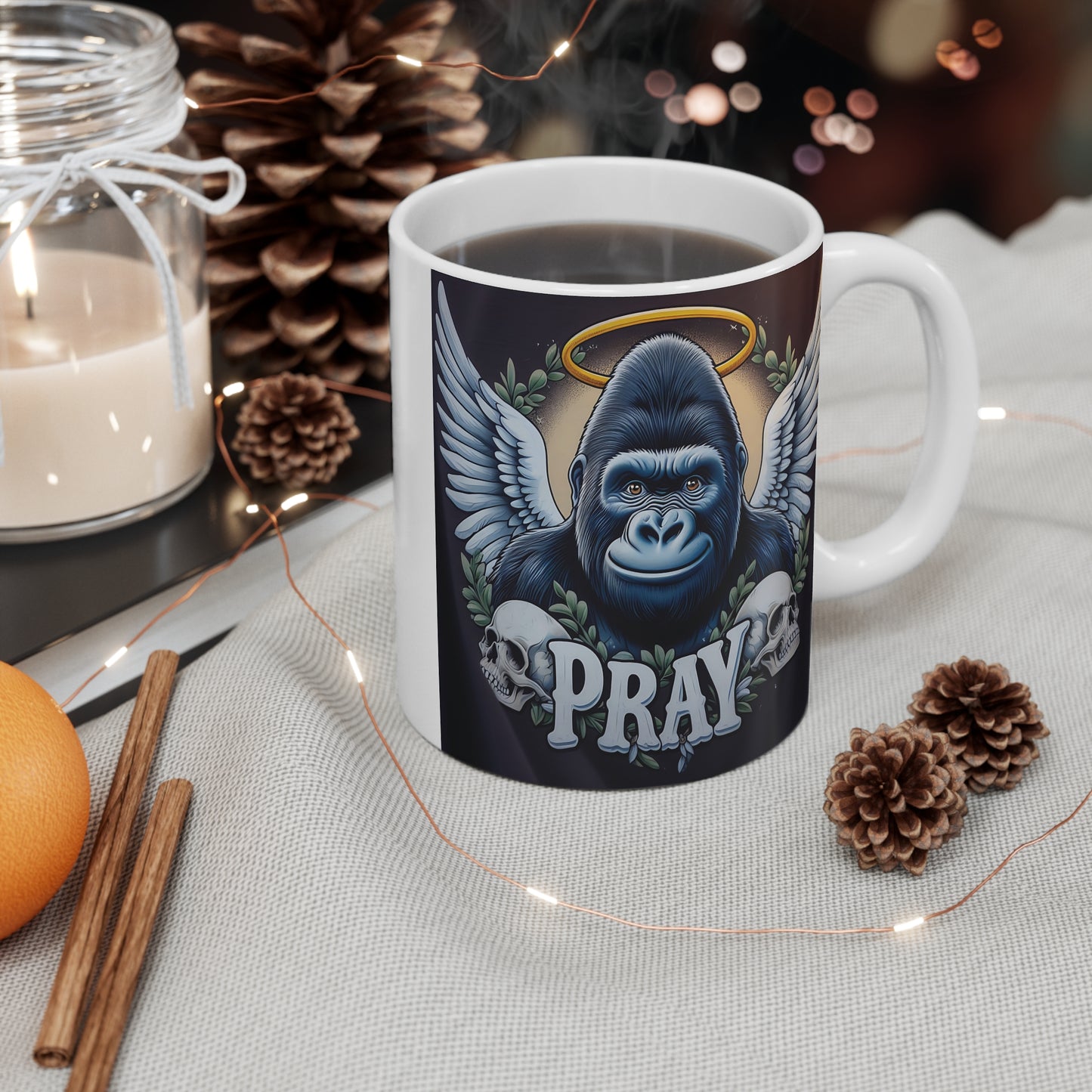 Gorilla Angelic Prayer 11oz Mug - Spiritual Inspiration Mug