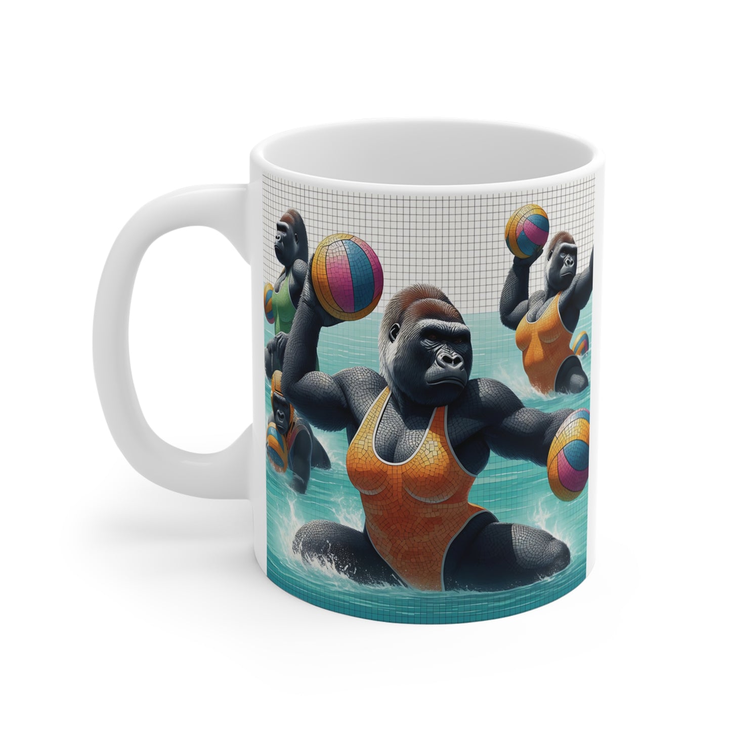 Mosaic 11oz Female Gorilla Water Polo Mug - For Sports Enthusiasts