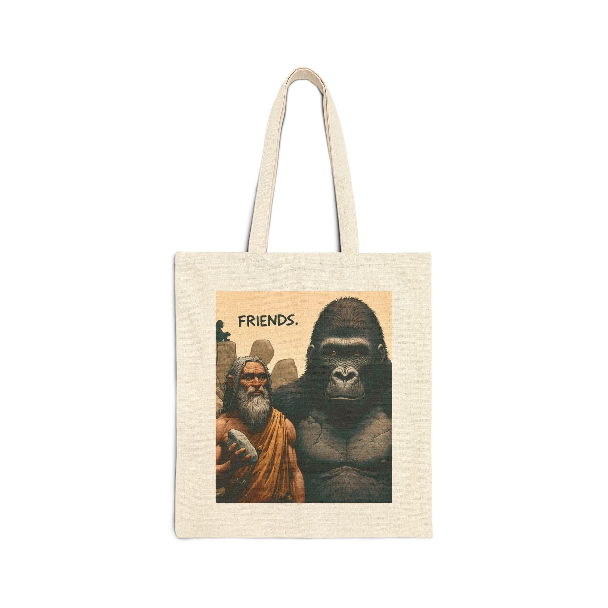 Celebrate the timeless bond between humans and animals with our Canvas Tote Bag of a gorilla and a wise-looking human, symbolizing friendship, unity, and harmony. Ideal for everyday use, and a thoughtful gift for animal lovers and eco-conscious individuals. BUY NOW! (SK Superb)