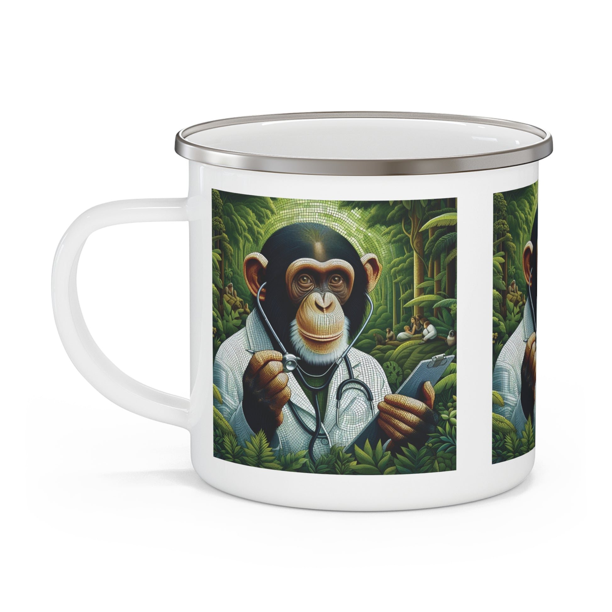 Jungle Doctor Chimpanzee Enamel Camping Mug - Gift for Veterinarians