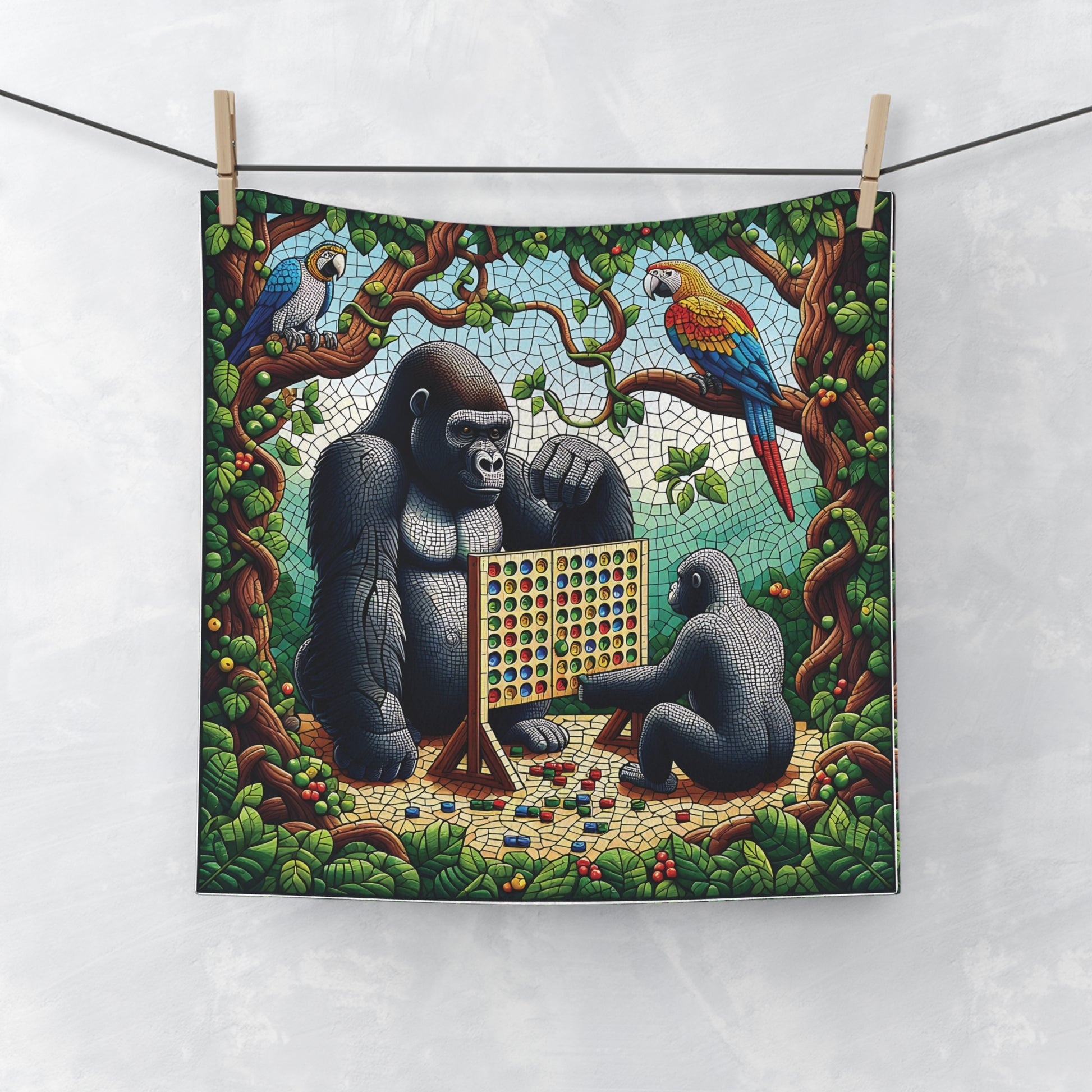 Celebrate the essence of family and the joy of playing games together with this charming gorilla-themed face towel. An ideal gift for families, or anyone who loves unique, heartwarming art. Suitable for use in bathrooms, kitchens, or as a decorative piece in any room. BUY NOW! (SK Superb)