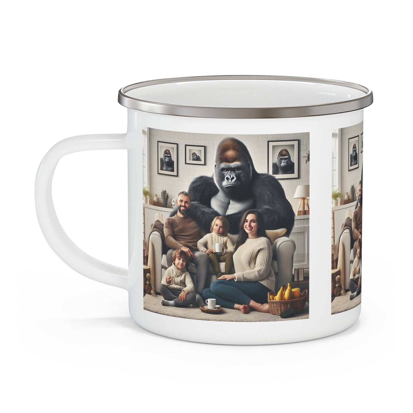 Cozy Family Bond & Gorilla Enamel Camping Mug