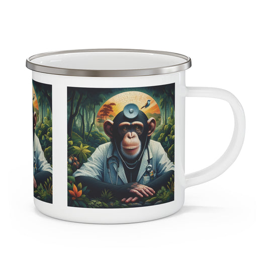 Our "Chimpanzee Doctor" Enamel Mug is perfect for wildlife enthusiasts, medical professionals, and outdoor lovers. This mug is ideal for camping, hiking, home use. Whether used as a fun gift or for personal adventures, this jungle-themed, animal-inspired drinkware is both practical and charming. BUY NOW! (SK Superb)