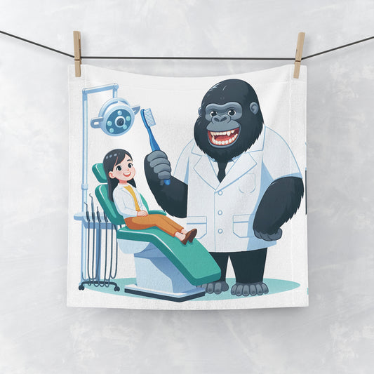 Introducing the Comical Gorilla Dentist Face Towel with a human patient – the perfect blend of humor and practicality! Gift for dental professionals, kids. Great for use at home, in the gym, or as a decorative piece in your bathroom. BUY NOW! (SK Superb) 