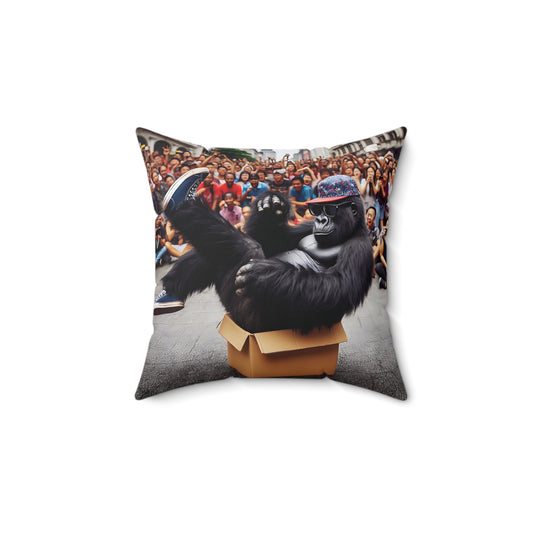 Celebrate the love of breakdancing and human creativity with our "Breakdancing Gorilla in a Box Pillow". A playful pillow of a breakdancing gorilla spreading love and excitement in your home and office decor. BUY YOURS NOW! (SK Superb)