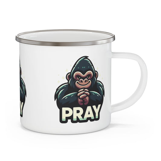 Our Motivational "Pray" Gorilla Enamel Camping Mug is perfect for outdoor adventures. This inspirational wildlife-themed mug is ideal for camping, hiking, travel, home use. A unique gift for outdoor enthusiasts, animal lovers. BUY NOW (SK Superb)