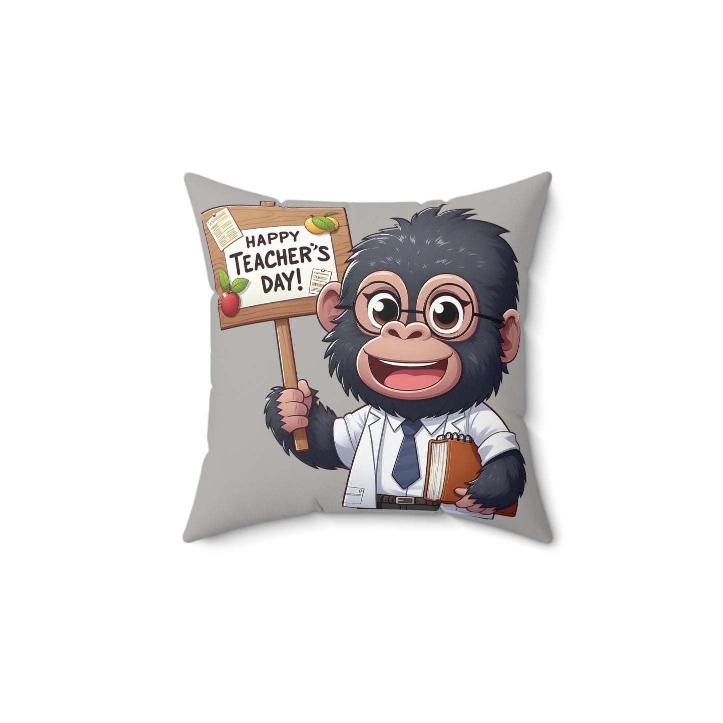 Celebrate Teacher's Day with this charming and thoughtful gift! Our "Happy Teacher's Day" pillow features an adorable cartoon monkey dressed as a teacher. Sure to bring a smile to any educator's face, perfect addition to any classroom or home decor. (SK Superb)