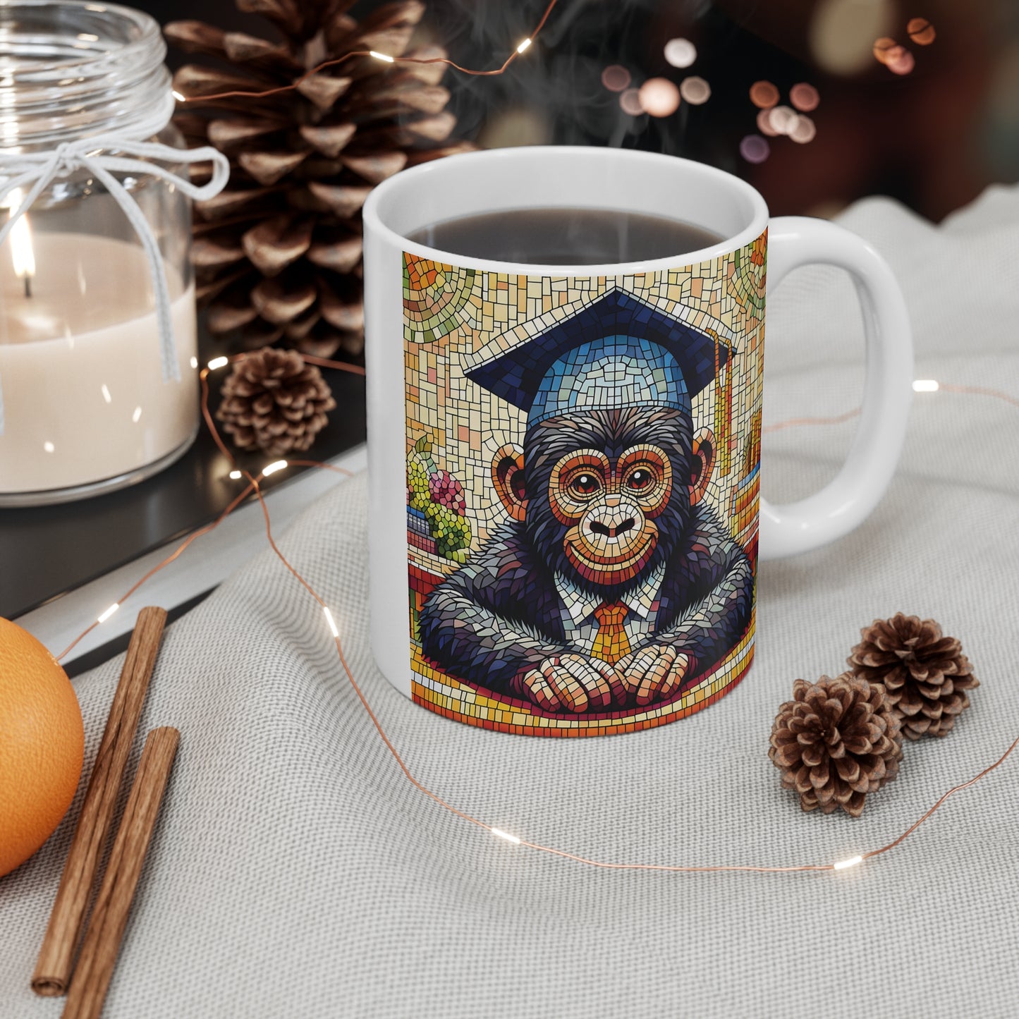 Mosaic Style Celebrate Baby Gorilla Graduation 11oz Mug