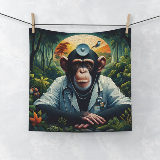 Elevate your bathroom decor with our mosaic style "Chimpanzee Doctor in Jungle" face towel. An excellent gift for animal lovers and medical professionals. Perfect for gifts, special occasions, or personal use, this towel combines functionality with unique artistic design. BUY NOW! (SK Superb)