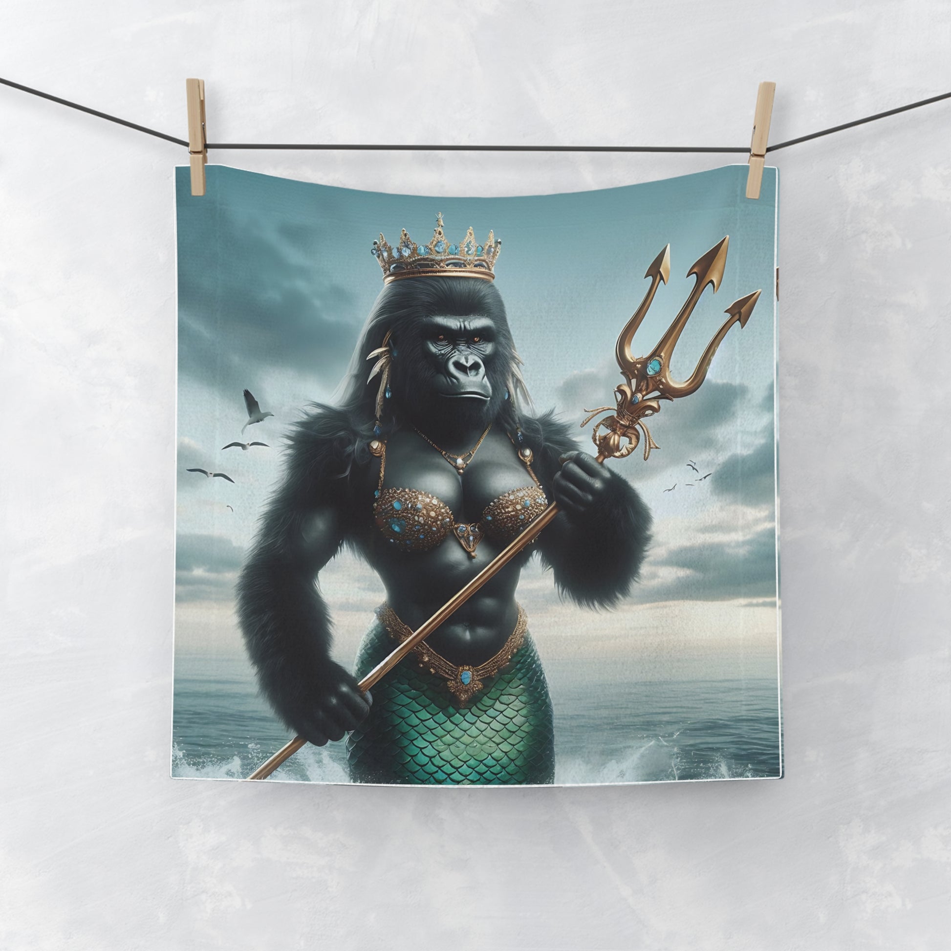 An extraordinary, decorative design for your bathroom decor with our "Regal Gorilla Mermaid Queen Face Towel". Whether you're treating yourself or looking for the perfect gift, this gorilla mermaid face towel is sure to impress. BUY NOW! (SK Superb)