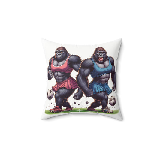 Celebrate the spirit and unique flair of female footballers with our "Female Gorilla Football Stars Pillow". This fun pillow showcases powerful female gorillas in football gear, challenging the traditional male footballers. Funny gift home decor for sports enthusiasts and animal lovers. Buy now! (SK Superb)