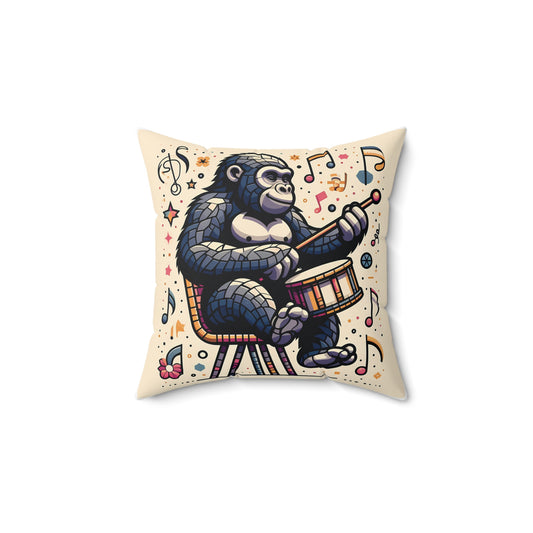 Bring the rhythm of music into your home with the "Musical Gorilla Drummer Pillow". A playful design of a gorilla playing the drums with colorful musical notes. Perfect for young drummers, music lovers and animal enthusiasts. A fun pillow for home decor and motivate your child’s musical journey. BUY now! (SK Superb)