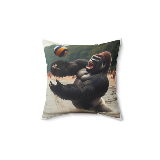 Bring the excitement of the beach to your home and office decor with the "Gorilla Beach Volleyball Pillow". This lively pillow features a playful gorilla in an intense beach volleyball game. Great pillow gifts for sports enthusiasts, animal lovers. Add adventure to your decor. (SK Superb)