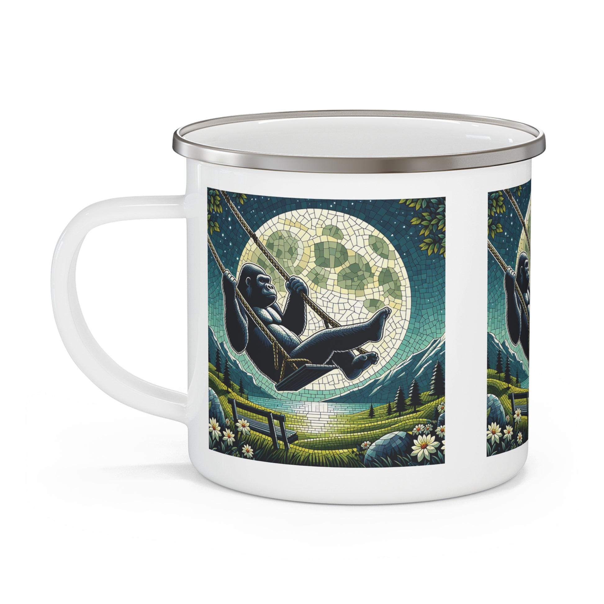 Gorilla Adventure Supermoon Swing Enamel Camping Mug