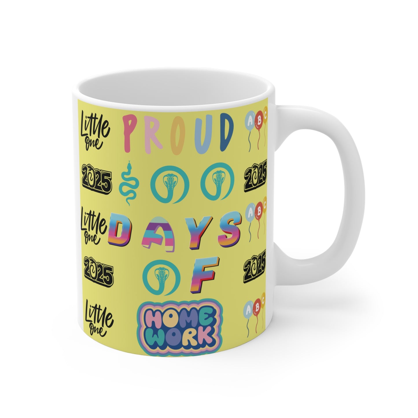 Brighten your day with this vibrant 11oz ceramic mug featuring playful 2025 motivational themes. Perfect gift for kids, students, and coffee lovers! BUY NOW!