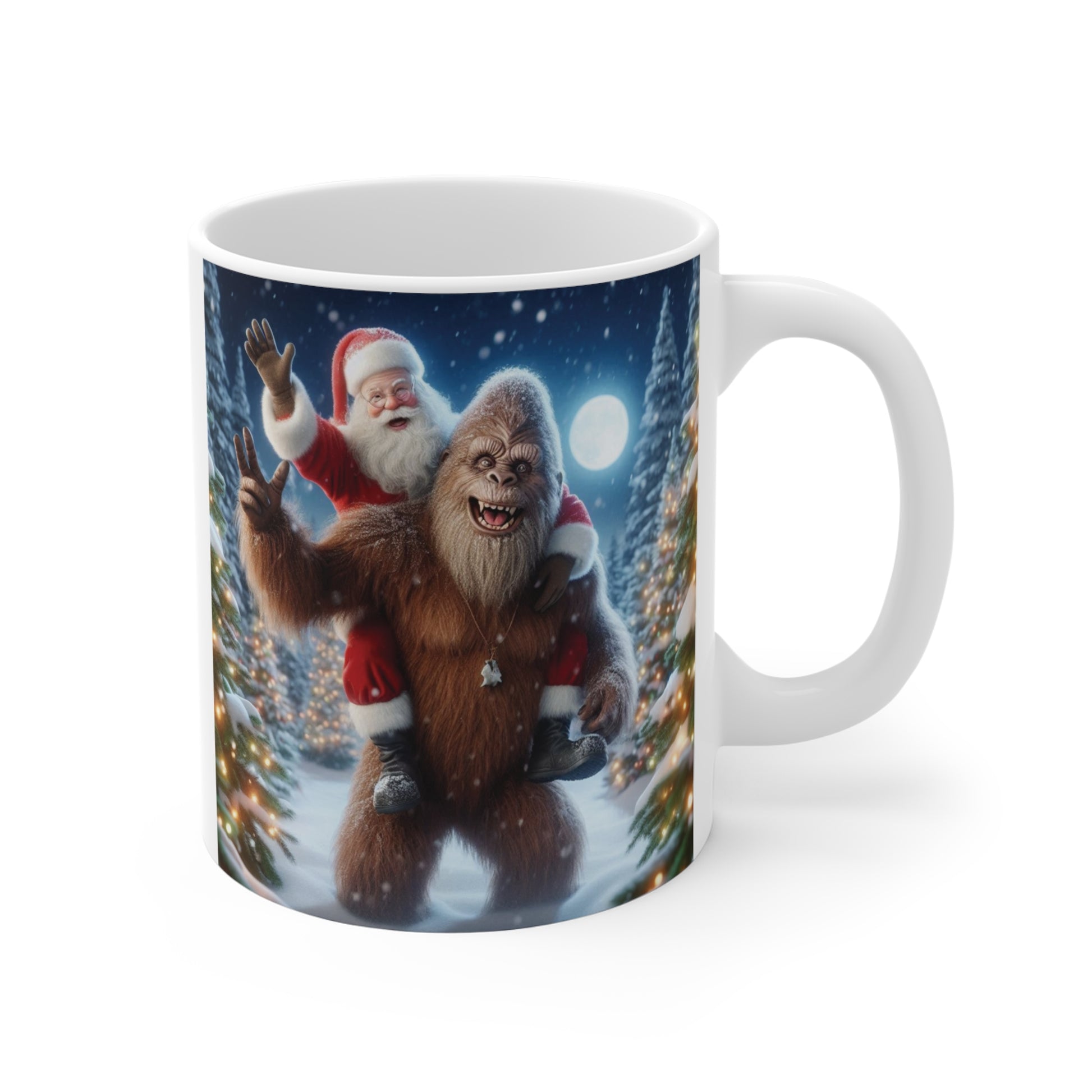 Funny Bigfoot & Santa Christmas 11oz Mug –Gift Item