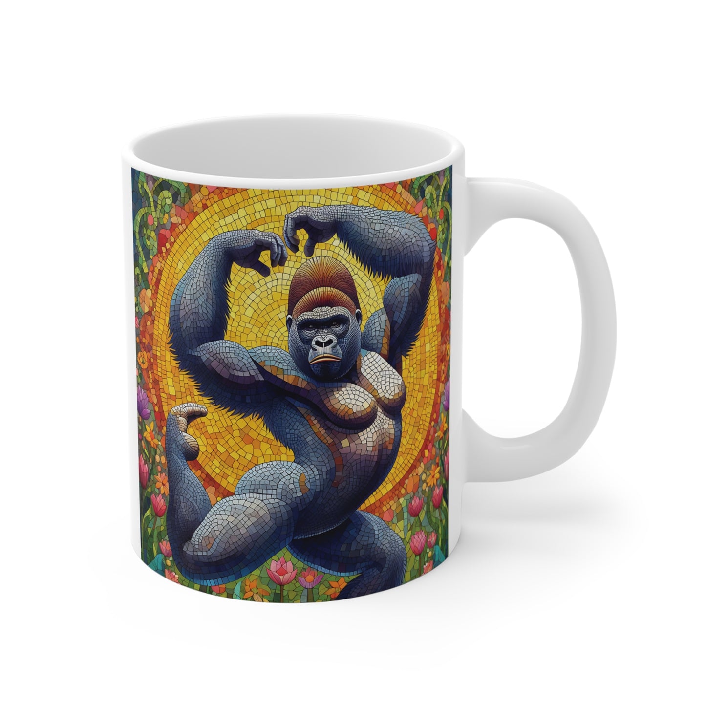 Celebrate the beauty and strength of ballet with this exquisite mosaic design "Gorilla Ballet 11oz mug". A functional mug perfect for ballet dancers, dance instructors, and ballet lovers. An excellent gift for birthdays, holidays, or as a special treat for yourself. BUY NOW! (SK Superb)