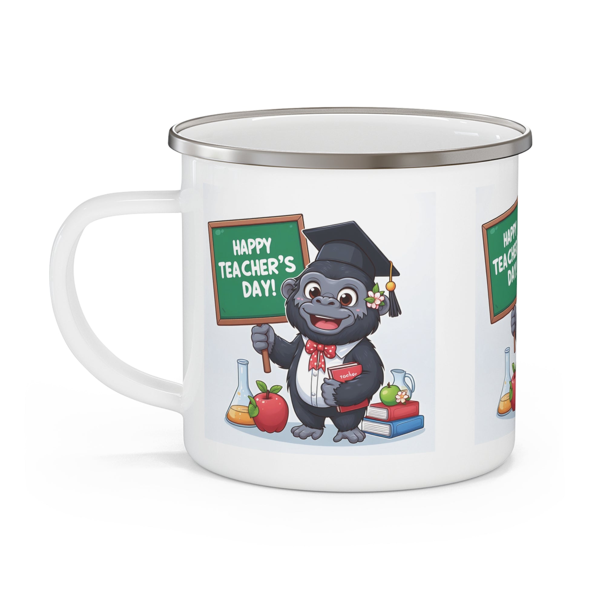Happy Teacher's Day Gorilla Enamel Camping Mug - Gift