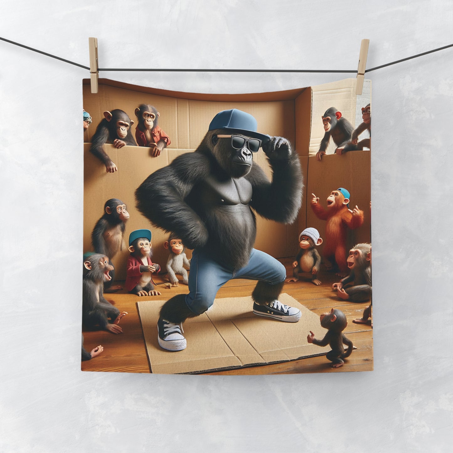 Our "Gorilla Breakdancing Face Towel" mirrors the human love for breakdancing and street dance culture. Perfect for use at home, the gym, or even as a fun gift for friends and family. Ideal for home, gym, travel, and as a quirky gift. BUY NOW! (SK Superb)