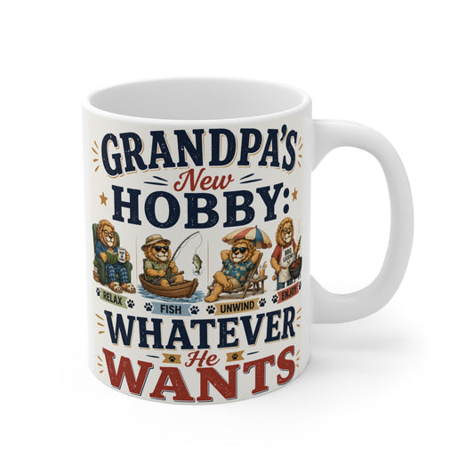 Lion Mug for Retired Grandfather - Grandpa's New Hobby Whatever He Wants