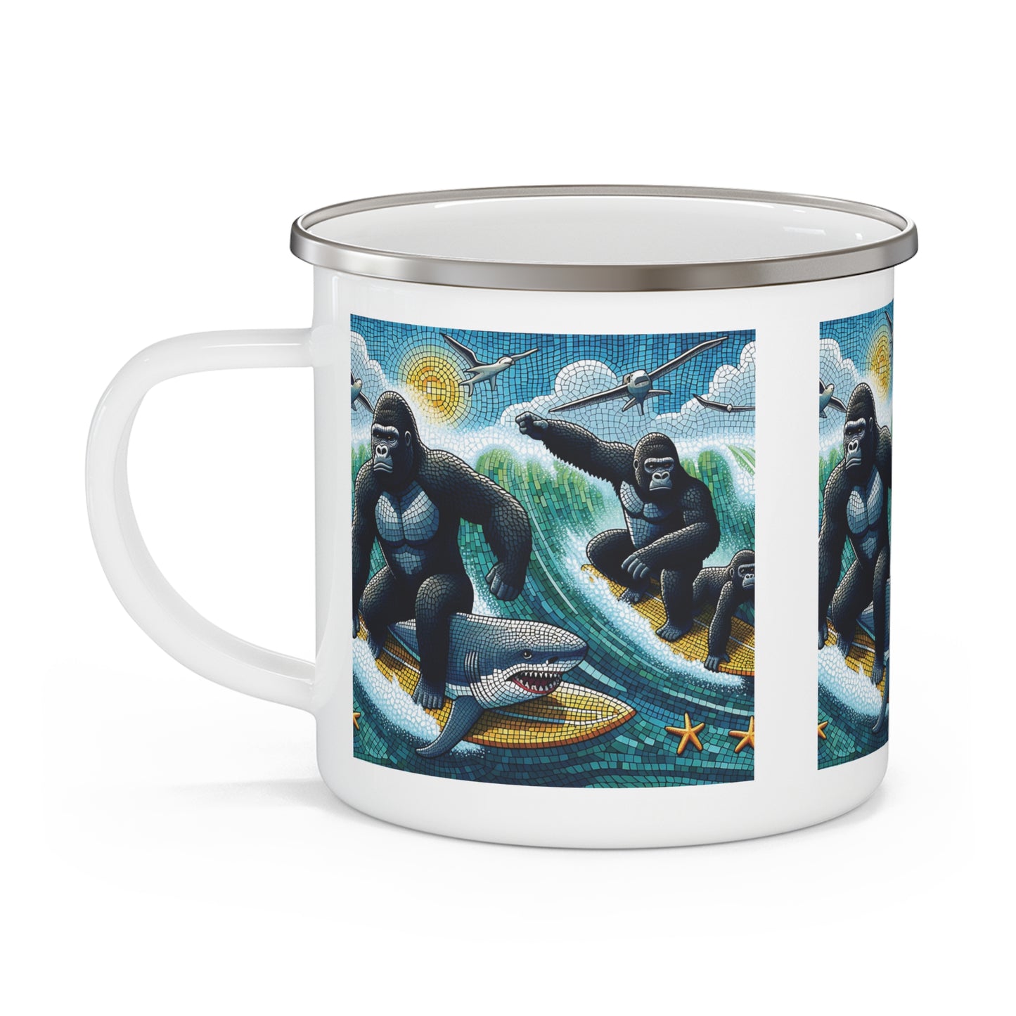 Surfing & Gorilla Lovers Enamel Camping Mug