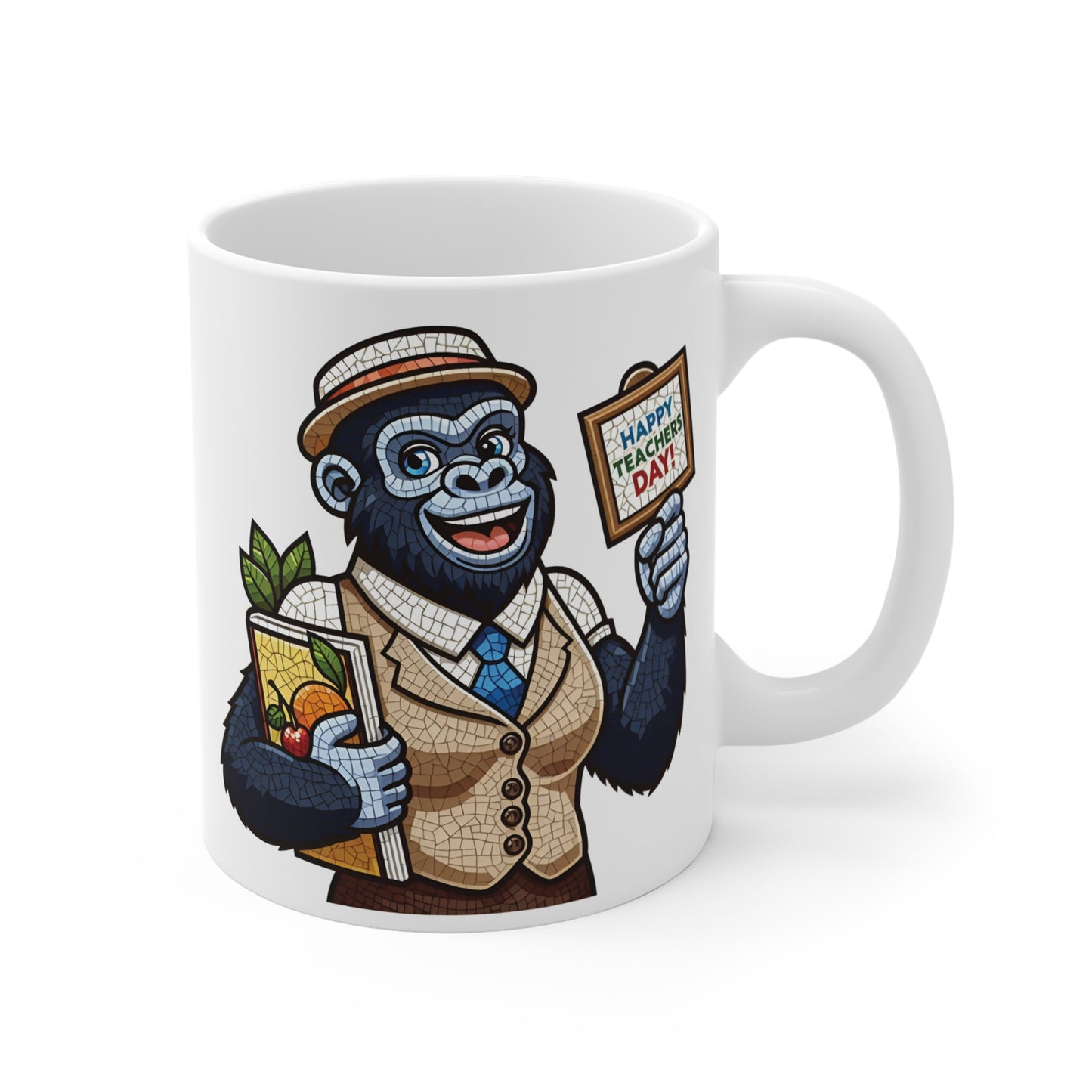 Gift this adorable teacher coffee mug to inspire smiles every morning with our fun cartoon gorilla teacher. This mug combines charm and practicality. BUY NOW!