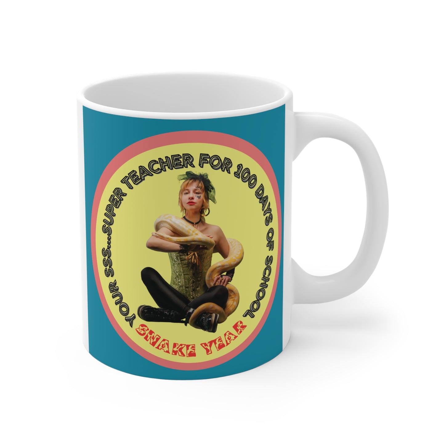 SSSuper Teacher 100 Days of School 11oz Mug - Snake Year Design