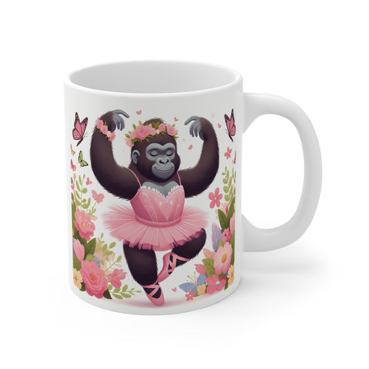 Our enchanting "Adorable Gorilla Ballerina" 11oz mug is a perfect blend of elegance and whimsy, making it an ideal gift for dance lovers, kids, animal enthusiasts, and anyone who appreciates unique and heartwarming art. Encourage kids to pursue their love for ballet with this charming mug. BUY NOW! (SK Superb)